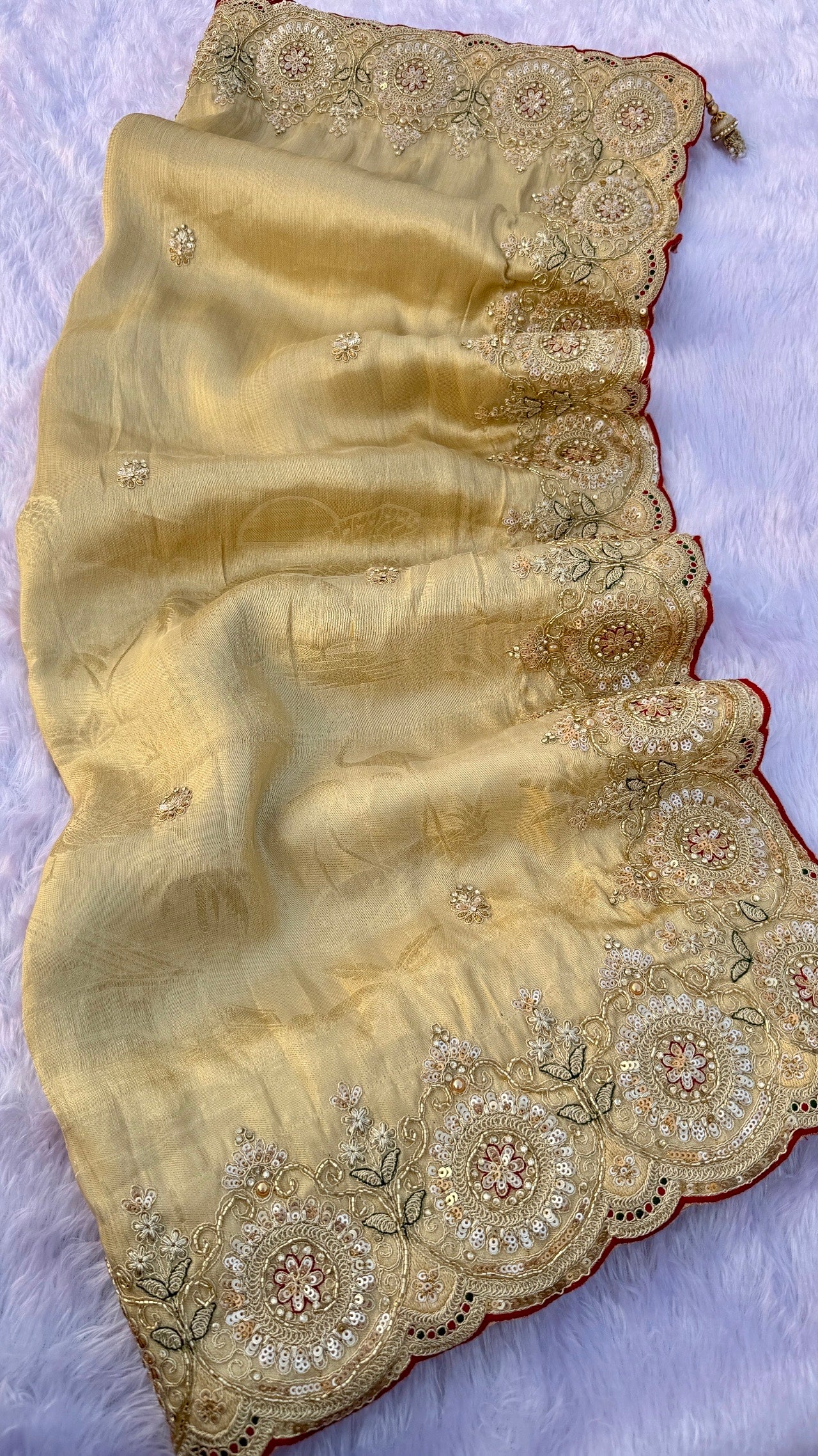 SWARNIKA IMPÉRIA : Ivory Glow Couture Saree