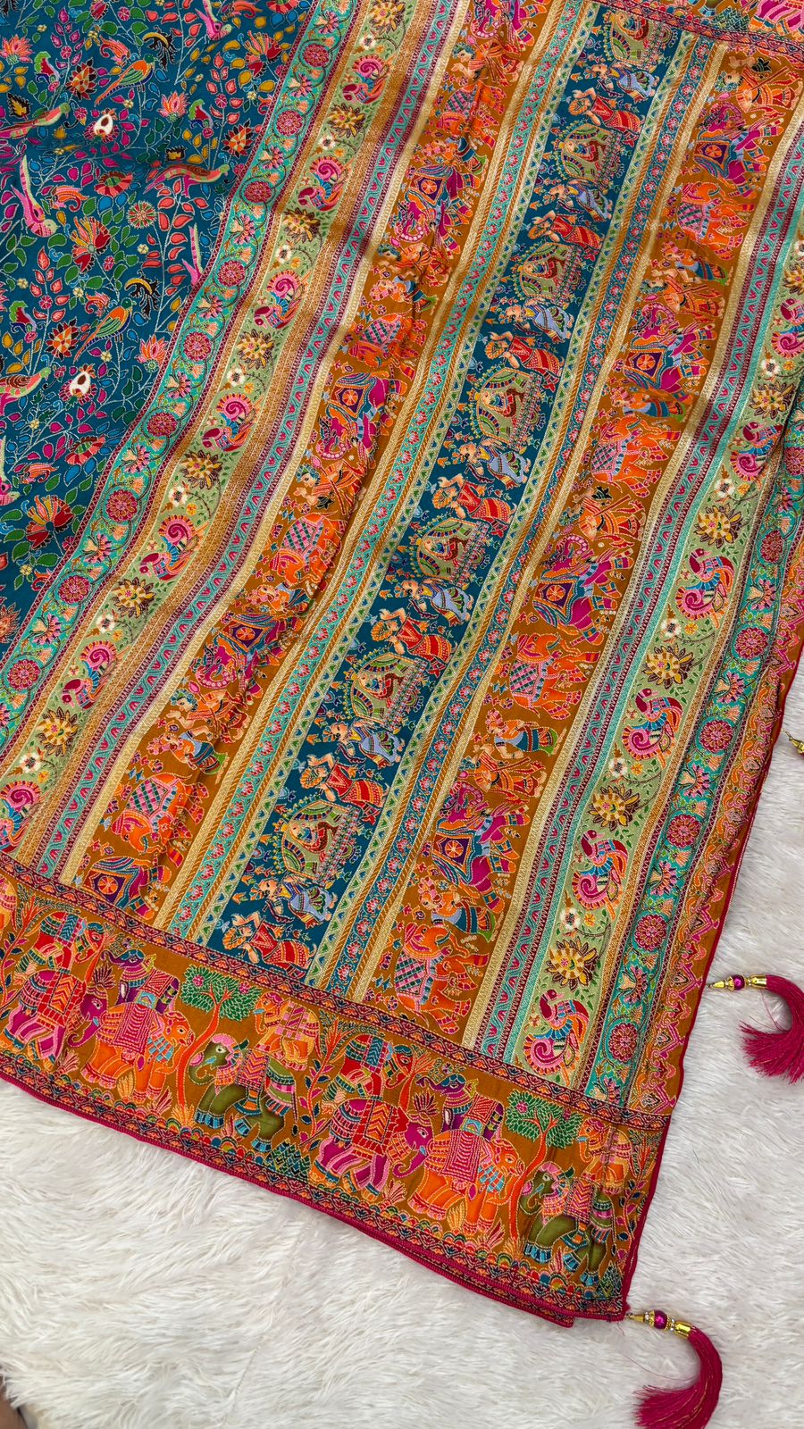 Pure Hand Weaving Kalamkari Saree (Rama Jaal A)