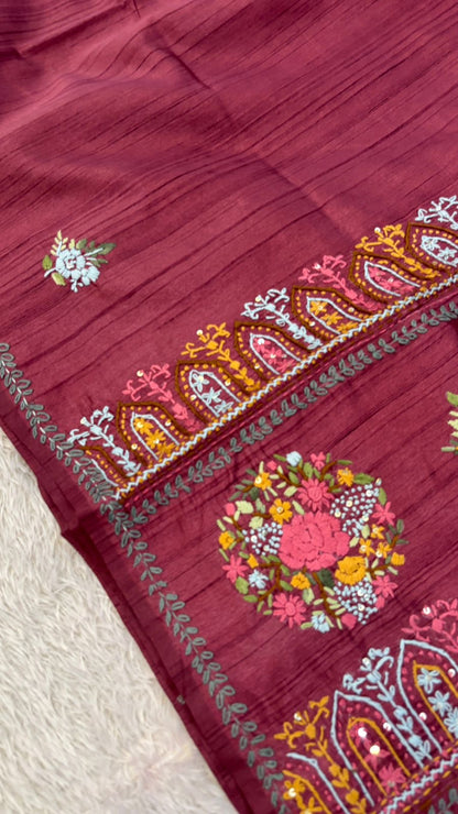 Hand Boutique French Knot Unn Work Saree (Vol.11)