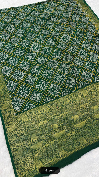 Royal Banarasi Gharchola Bandhani Saree (Gajratan)
