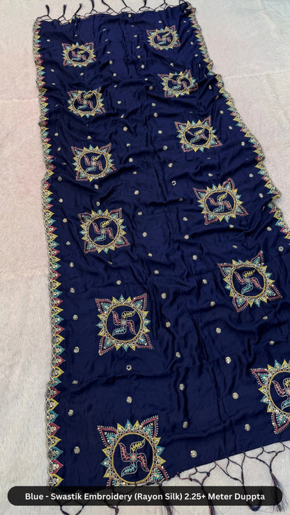 Swastik Embroidery Work Duppta