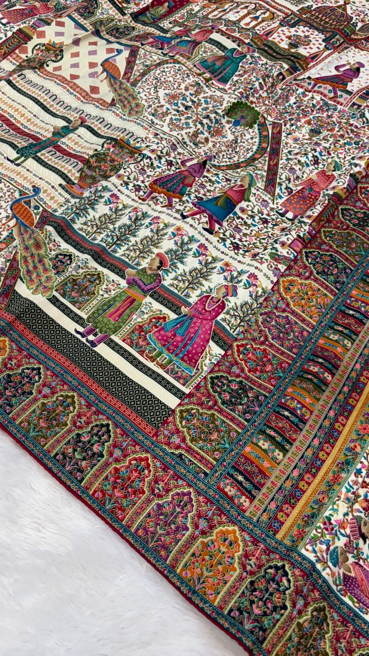 Pure Hand Weaving Kalamkari Saree (Delhi Darbar)