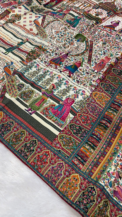 Pure Hand Weaving Kalamkari Saree (Delhi Darbar)