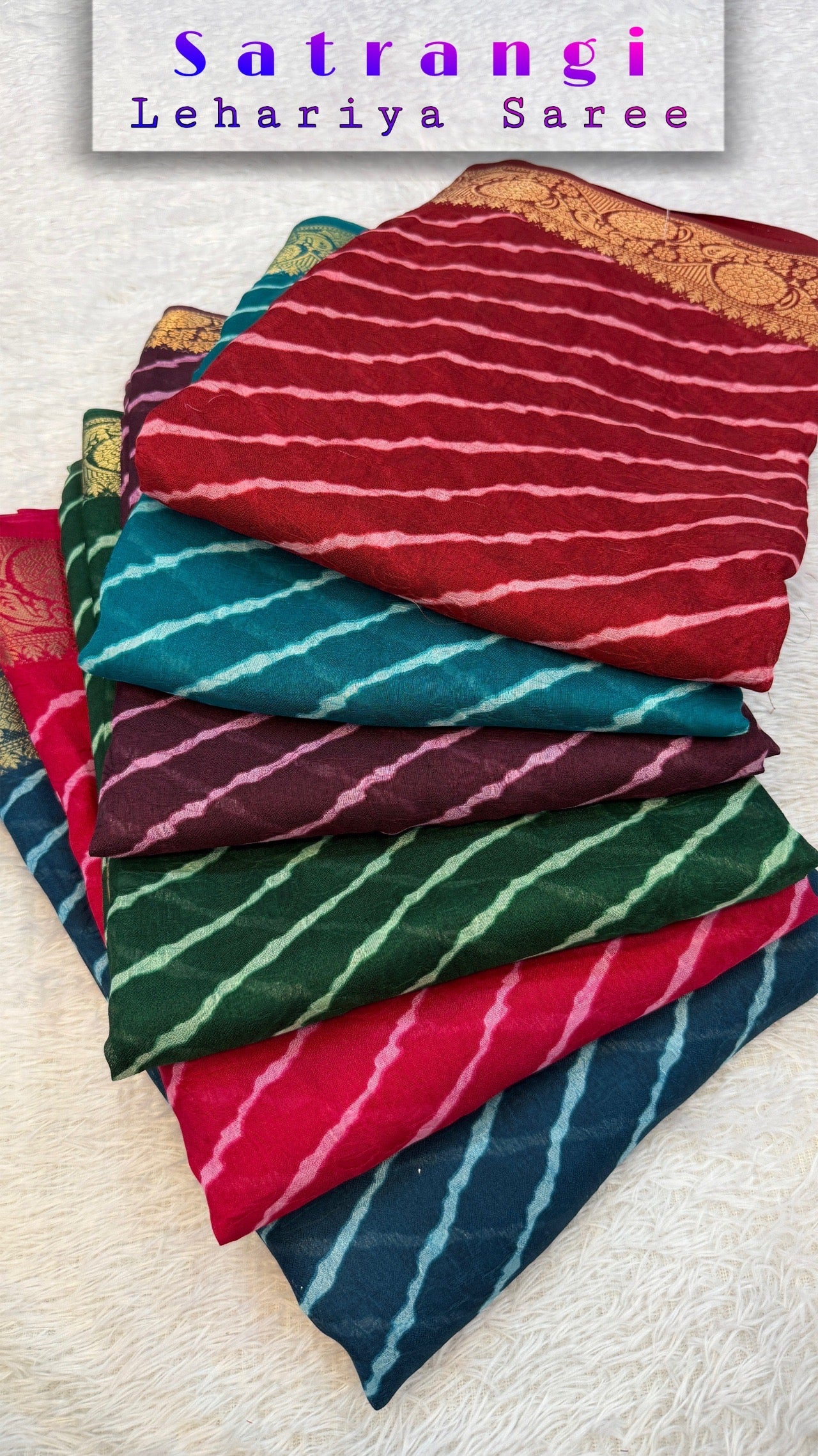 Chiffon Lehariya Saree - Perfect Festive pick !!