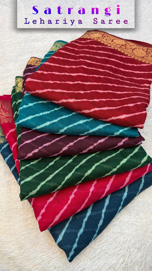 Chiffon Lehariya Saree - Perfect Festive pick !!