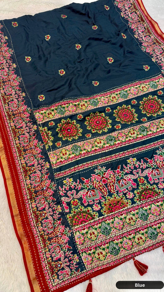 Plain Kalamkari Mul Cotten Mirror Work Saree SD VOL.2