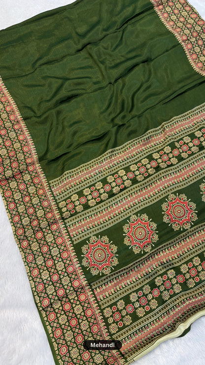 Budget Friendly Ajrakh Saree