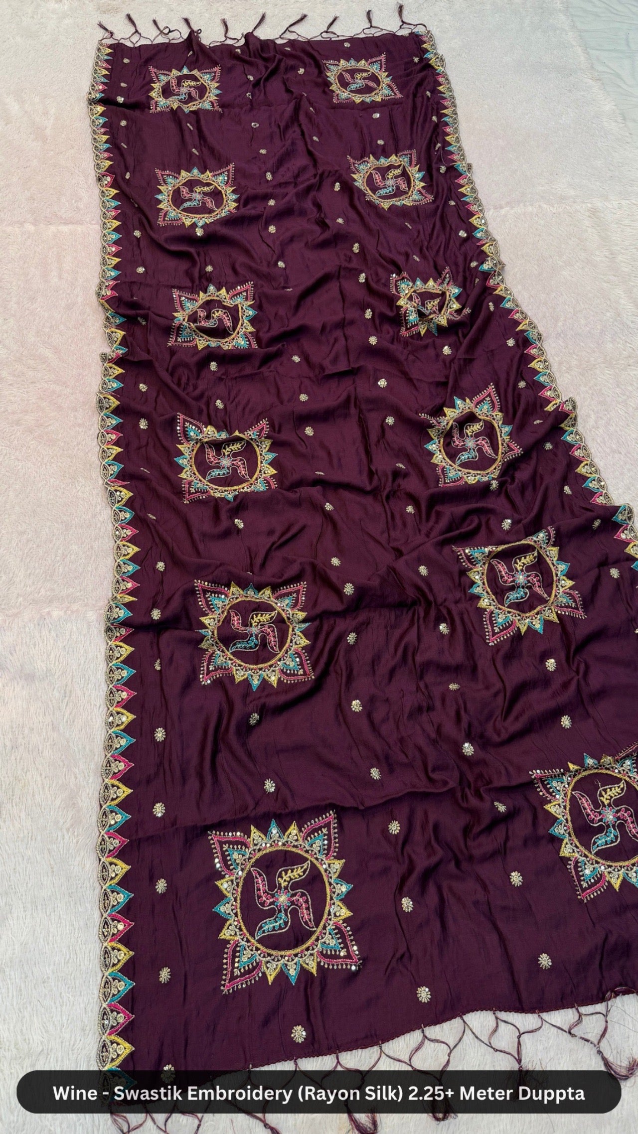 Swastik Embroidery Work Duppta