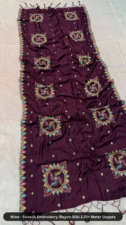 Swastik Embroidery Work Duppta