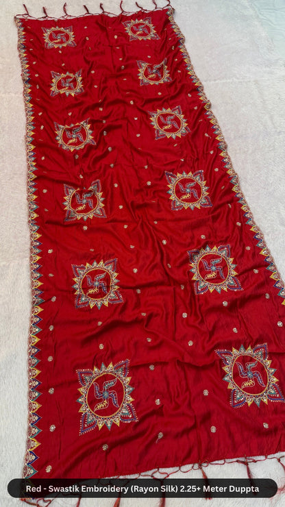 Swastik Embroidery Work Duppta