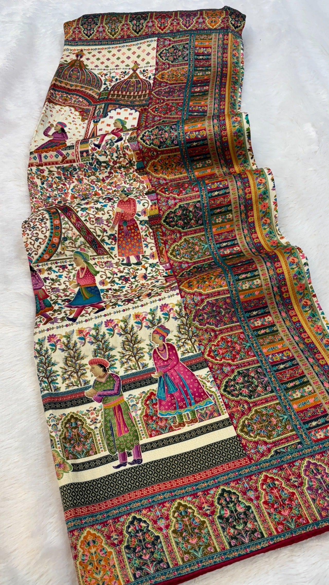 Pure Hand Weaving Kalamkari Saree (Delhi Darbar)