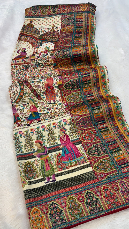 Pure Hand Weaving Kalamkari Saree (Delhi Darbar)