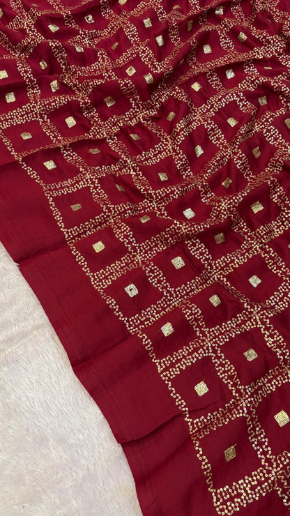 Sequence Work Duppta with Lagadi Patta (Maroon)