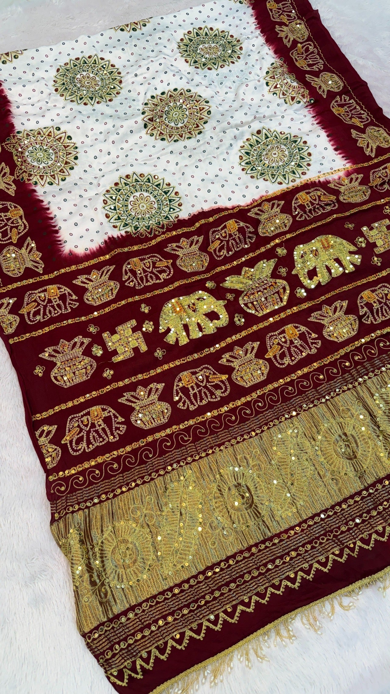 SvarṇaVastra :- Untouched and Sacred Saree with Sequence Work (Royal Hathi)