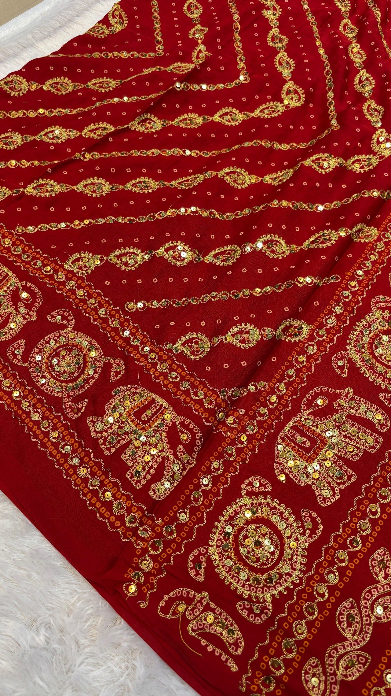SvarṇaVastra Lehariya :- Untouched and Sacred Saree with Sequence Work