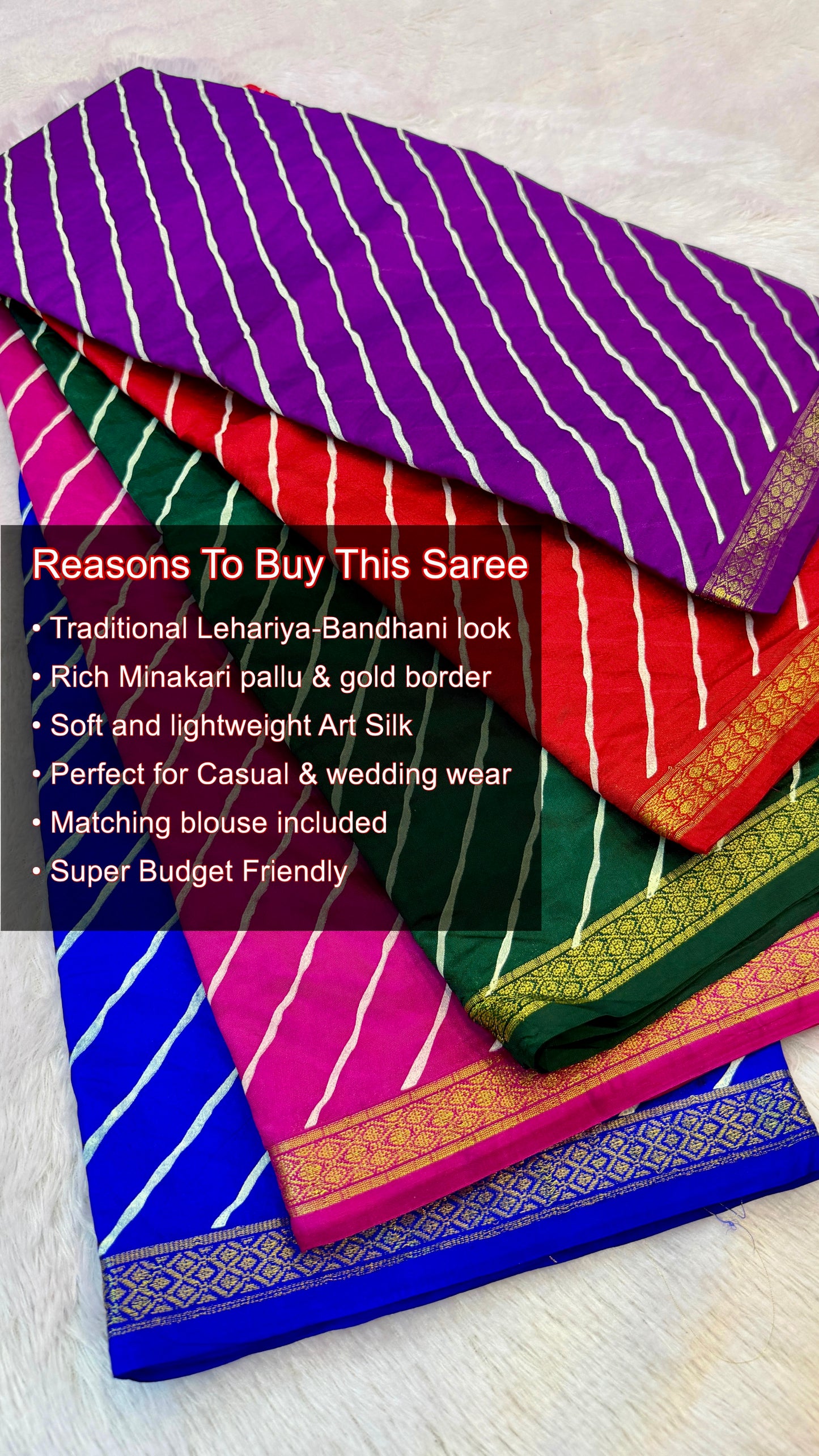 Art Silk Lehariya Bandhani Saree