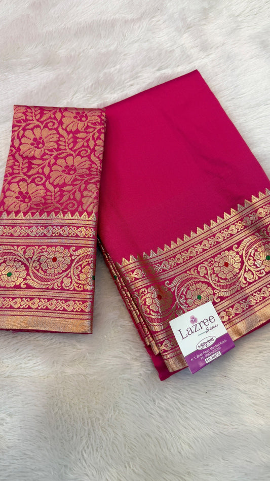 Plain Banarasee Saree with Heavy Blouse (7)
