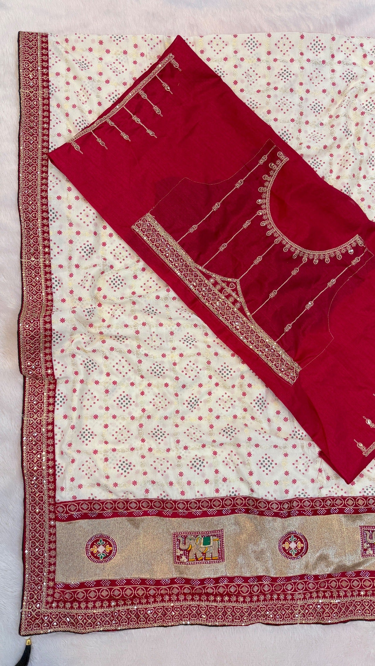 Wedding Special Rajwadi Bandhani Saree (Trending Color)