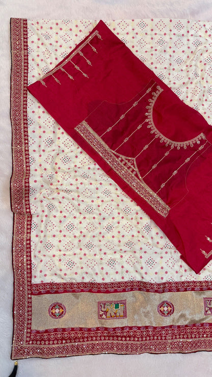 Wedding Special Rajwadi Bandhani Saree (Trending Color)