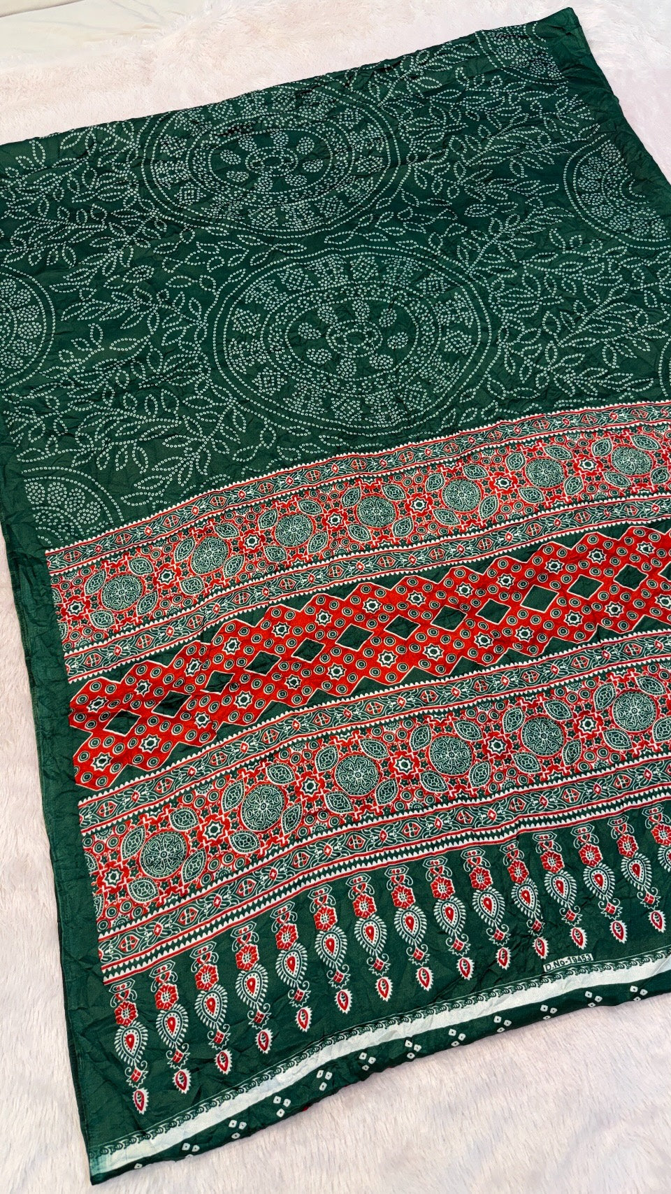 Ajrakh Bandhani Crush Saree