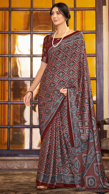 Designer Ajrakh Saree (D.No. 203 A)