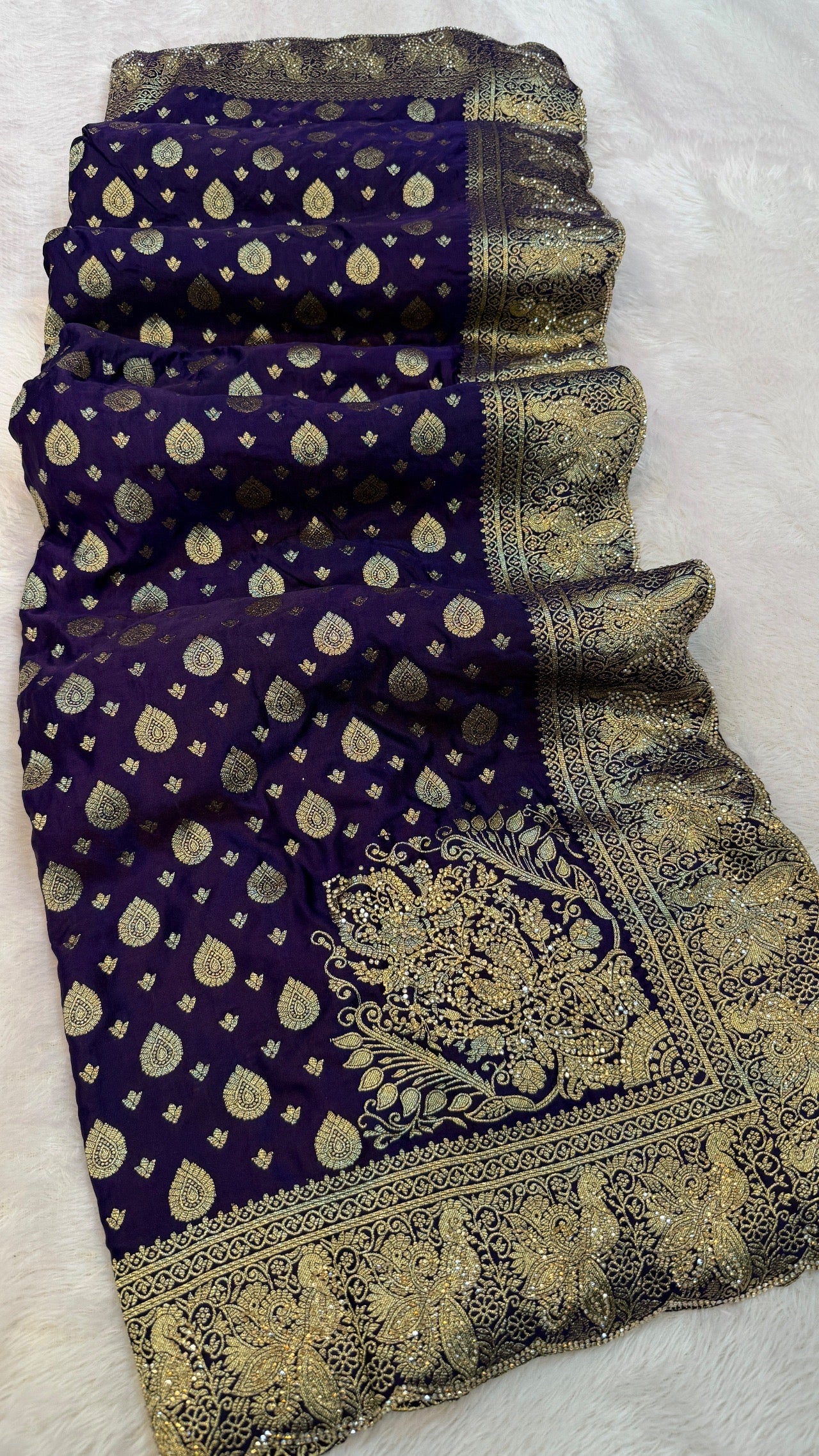 Pure Banarasi Swarovski Work Saree (Purple)