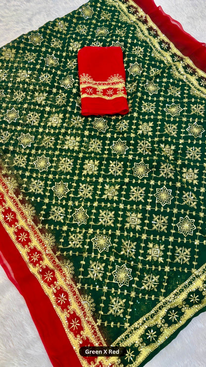Heavy Vintage Gharchola Saree with Sequence Work