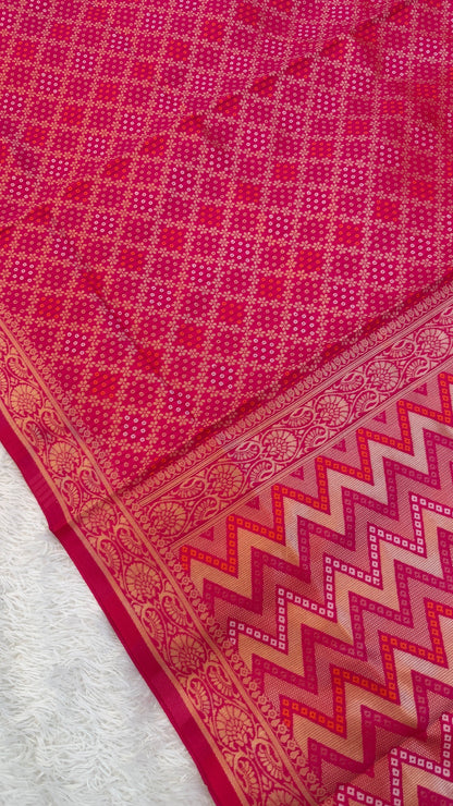 Soft Silk Jungalo Bandhani Saree