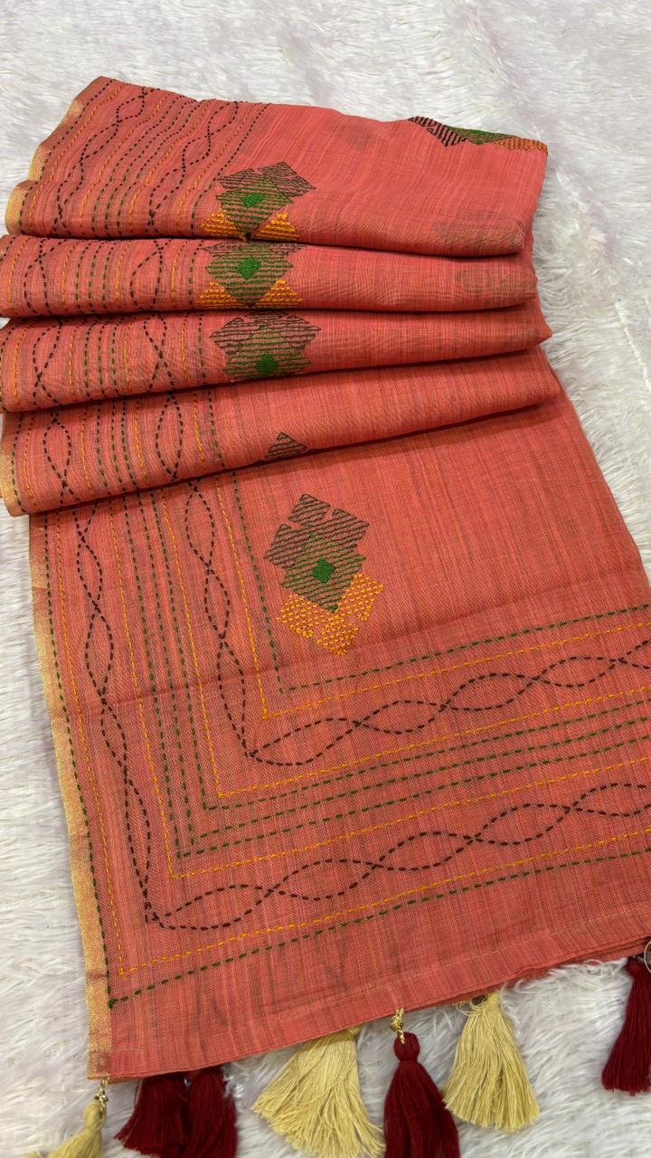 Corporate Wear Katha Saree (Kutchi Designe)