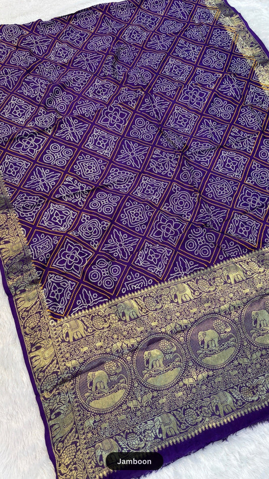 Royal Banarasi Gharchola Bandhani Saree (Gajratan)