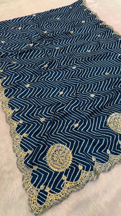 Lehariya Saree With Gottapatti Work