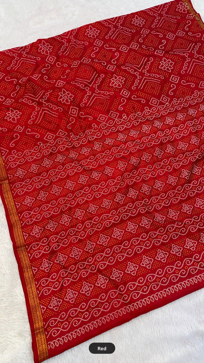 Art Silk Shikari Bandhani Saree