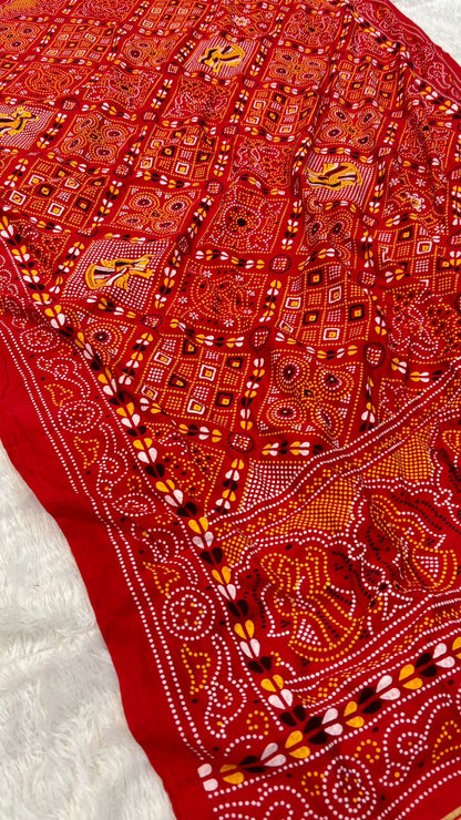 Kutchi Duppta with Lagdi Patta - Red