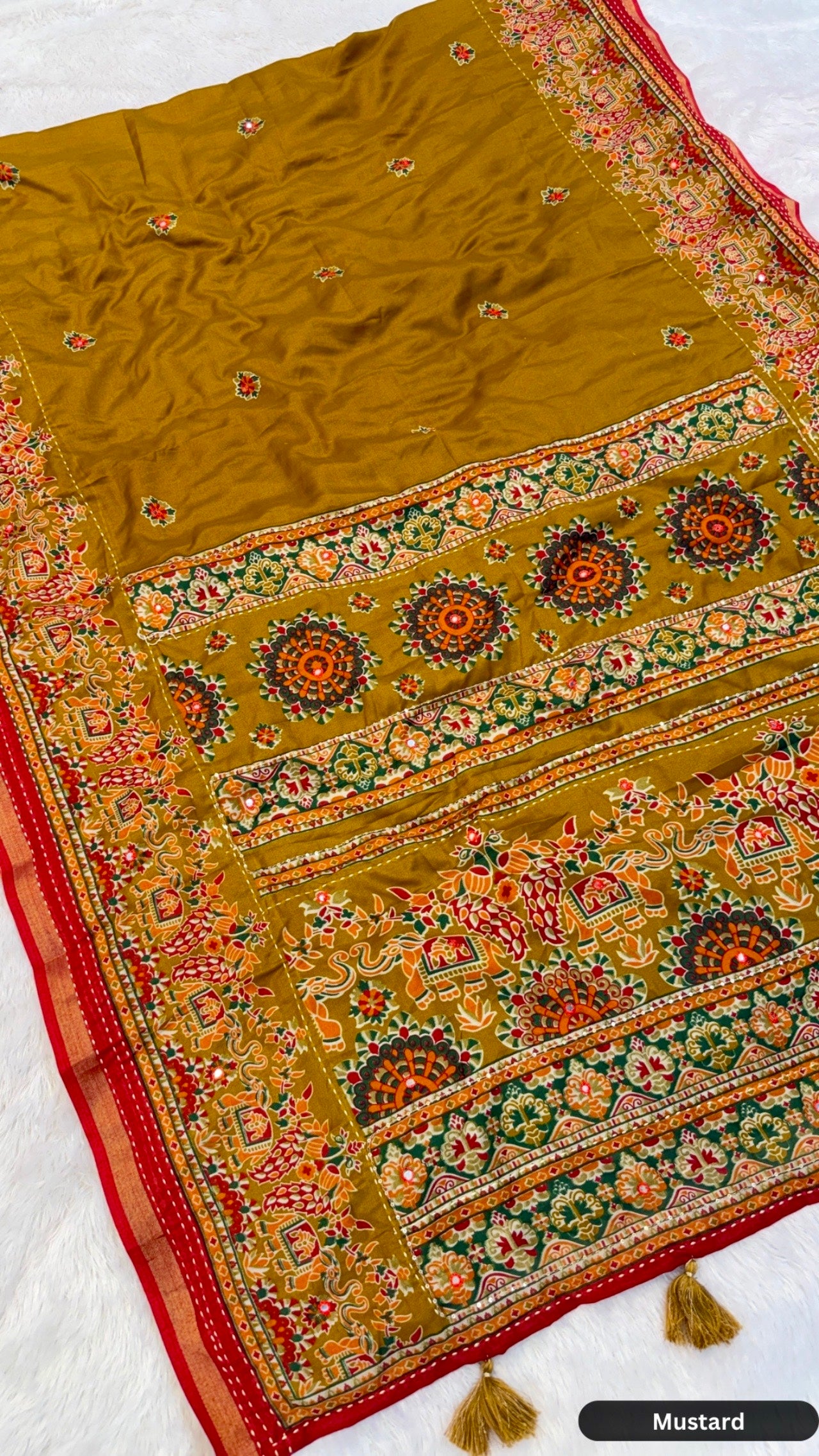 Plain Kalamkari Mul Cotten Mirror Work Saree SD VOL.2