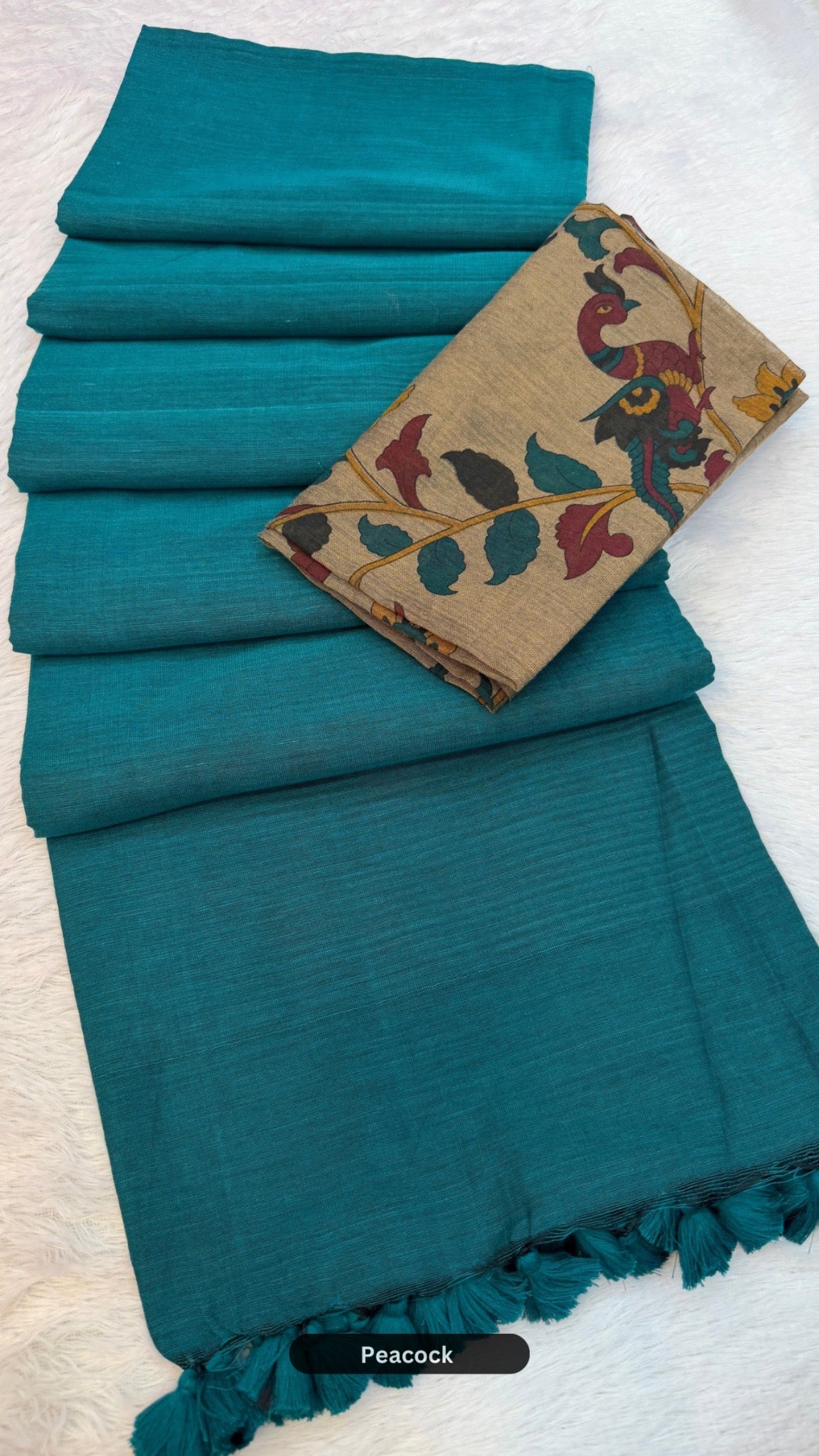 Handloom Plain - Kalamkari Blouse Saree