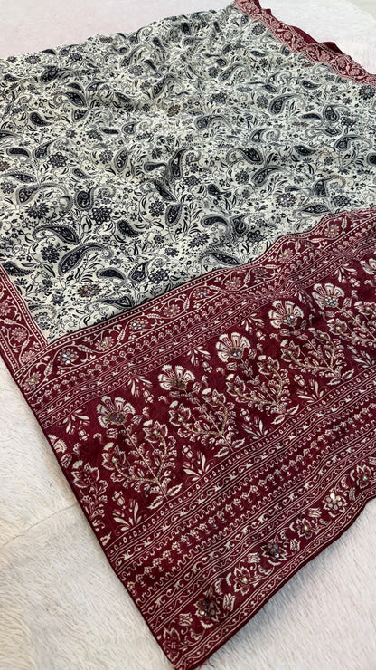 Kalamkari Sitara Work Saree