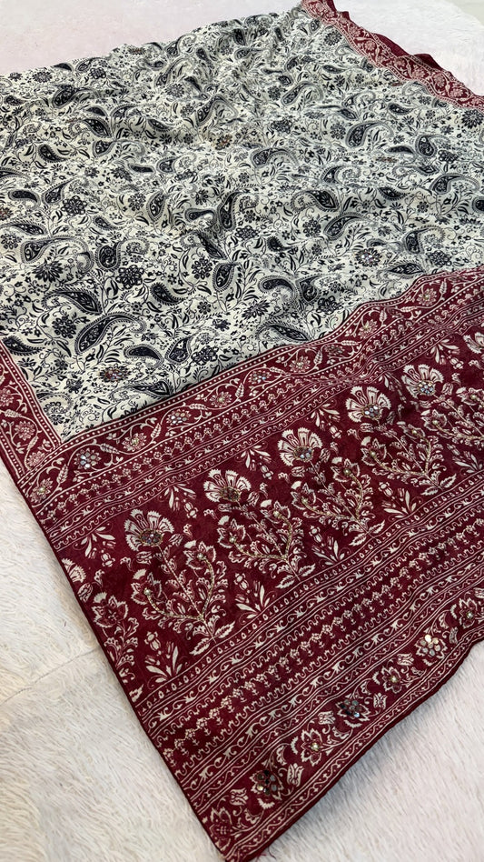 Kalamkari Sitara Work Saree