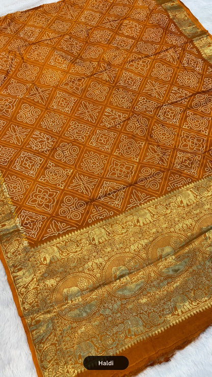 Royal Banarasi Gharchola Bandhani Saree (Gajratan)