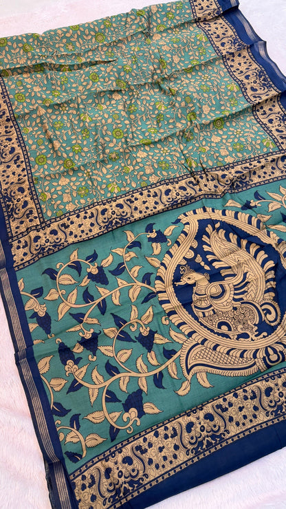 Royal Peacock Kalamkari Saree