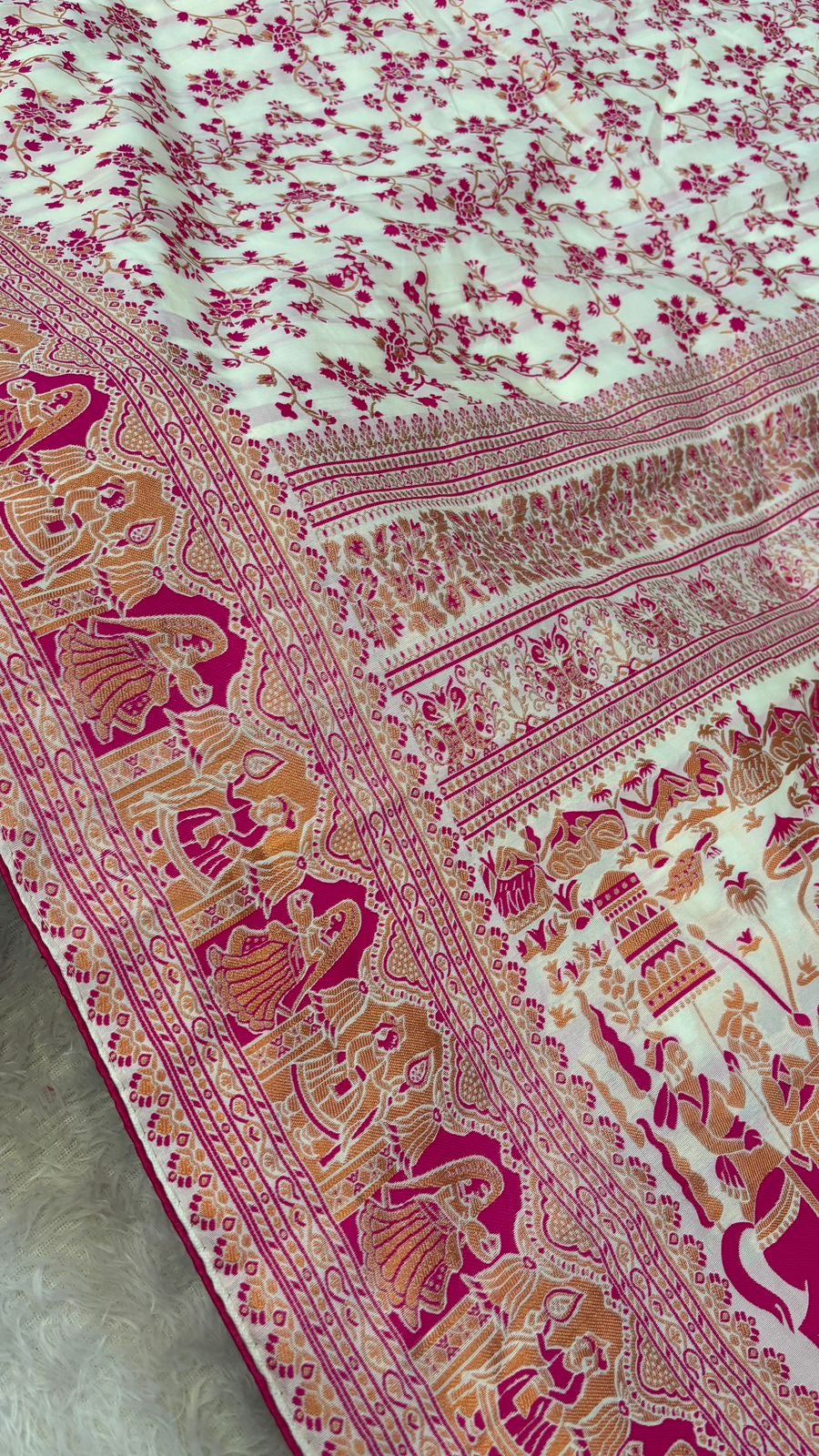 Soft Silk Rajwadi Saree (Pashmina Designe) :- RANI COLOR