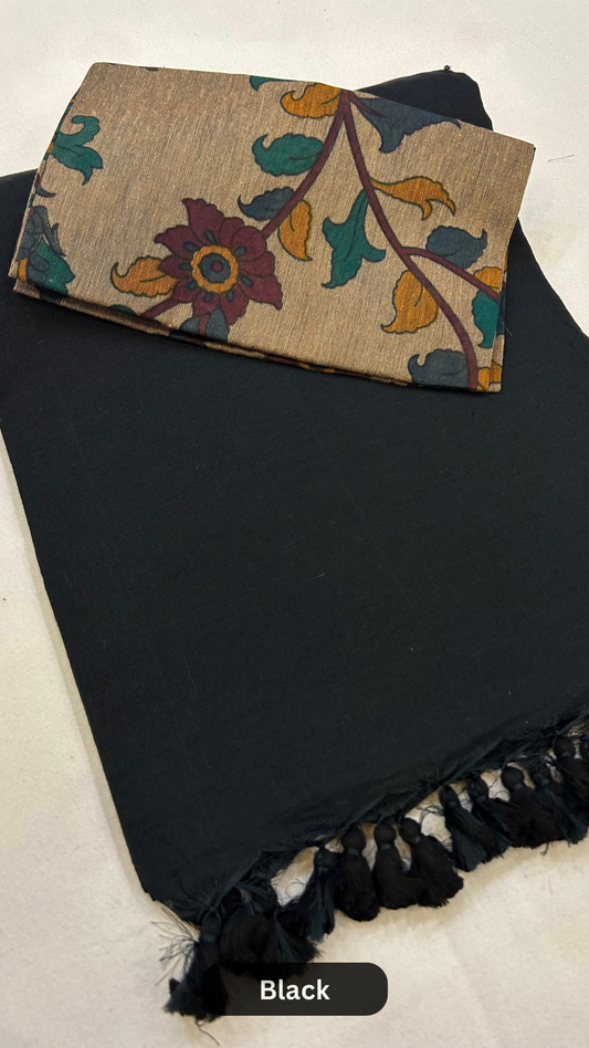 Handloom Summer Saree - Black
