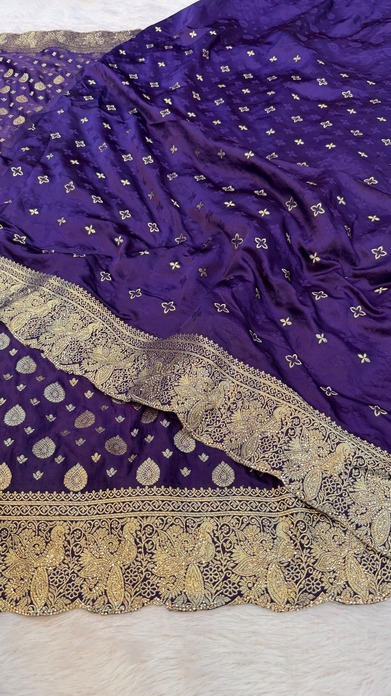 Pure Banarasi Swarovski Work Saree (Purple)