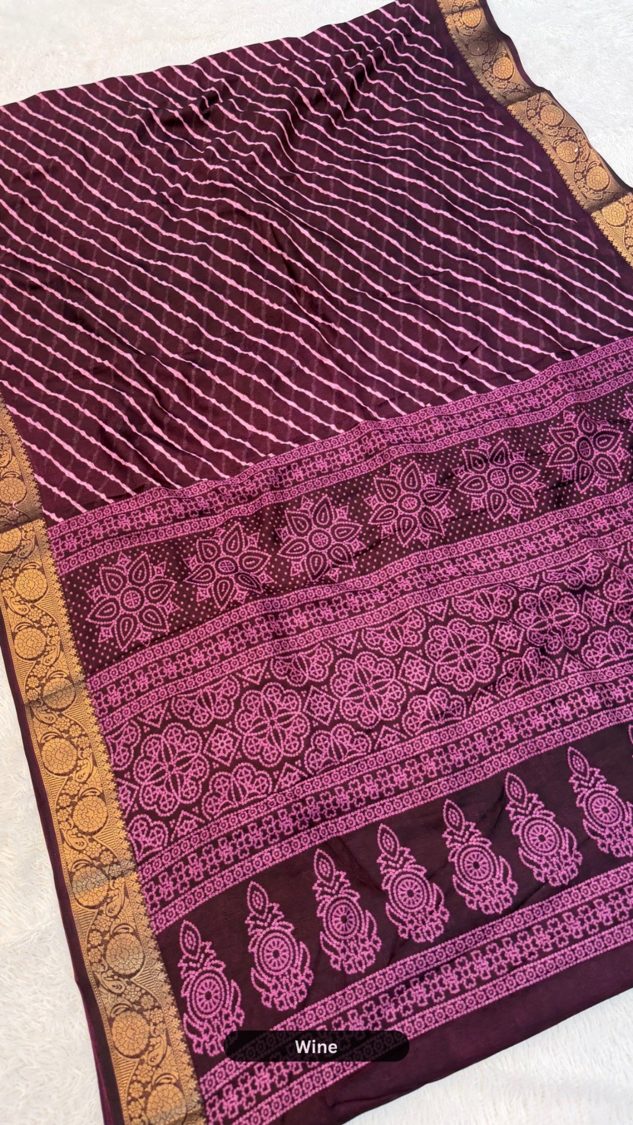 Chiffon Lehariya Saree - Perfect Festive pick !!