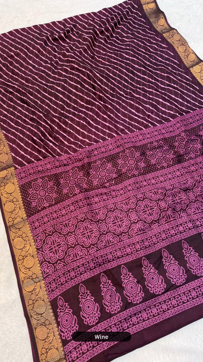 Chiffon Lehariya Saree - Perfect Festive pick !!