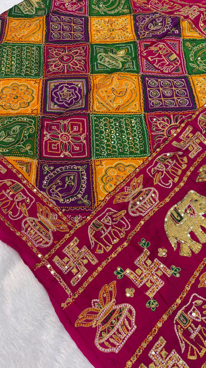SvarṇaVastra :- Vintage Sequence Work Saree (Pink)