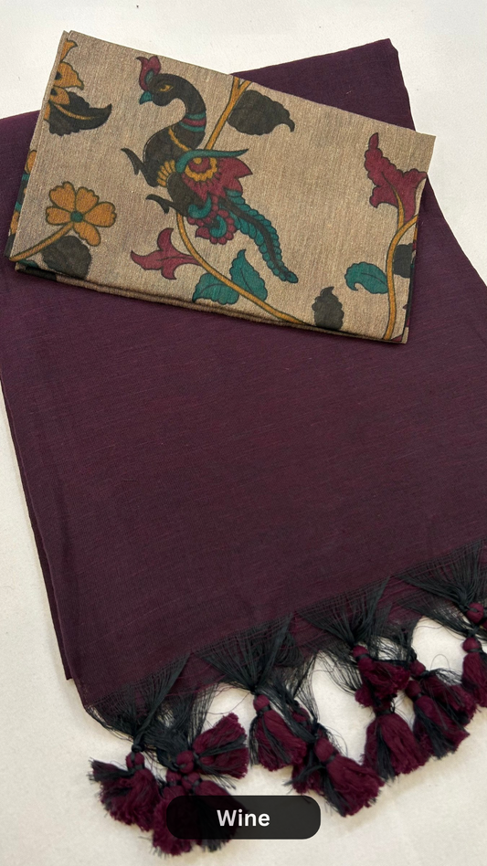 Handloom Summer Saree - Wine