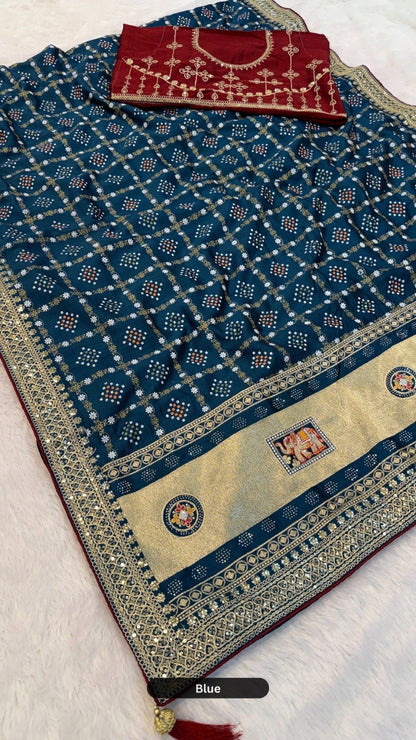 Wedding Special Rajwadi Bandhani Saree (Heavy Blouse) VOL.2