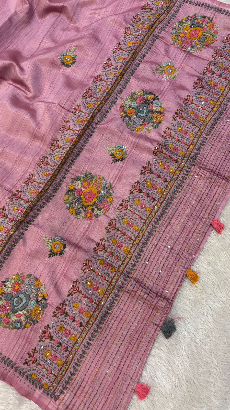 Hand Boutique French Knot Unn Work Saree (Vol.4)