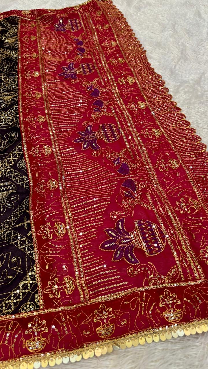 Vintage Duppta, One Side Pallu - Jamboon