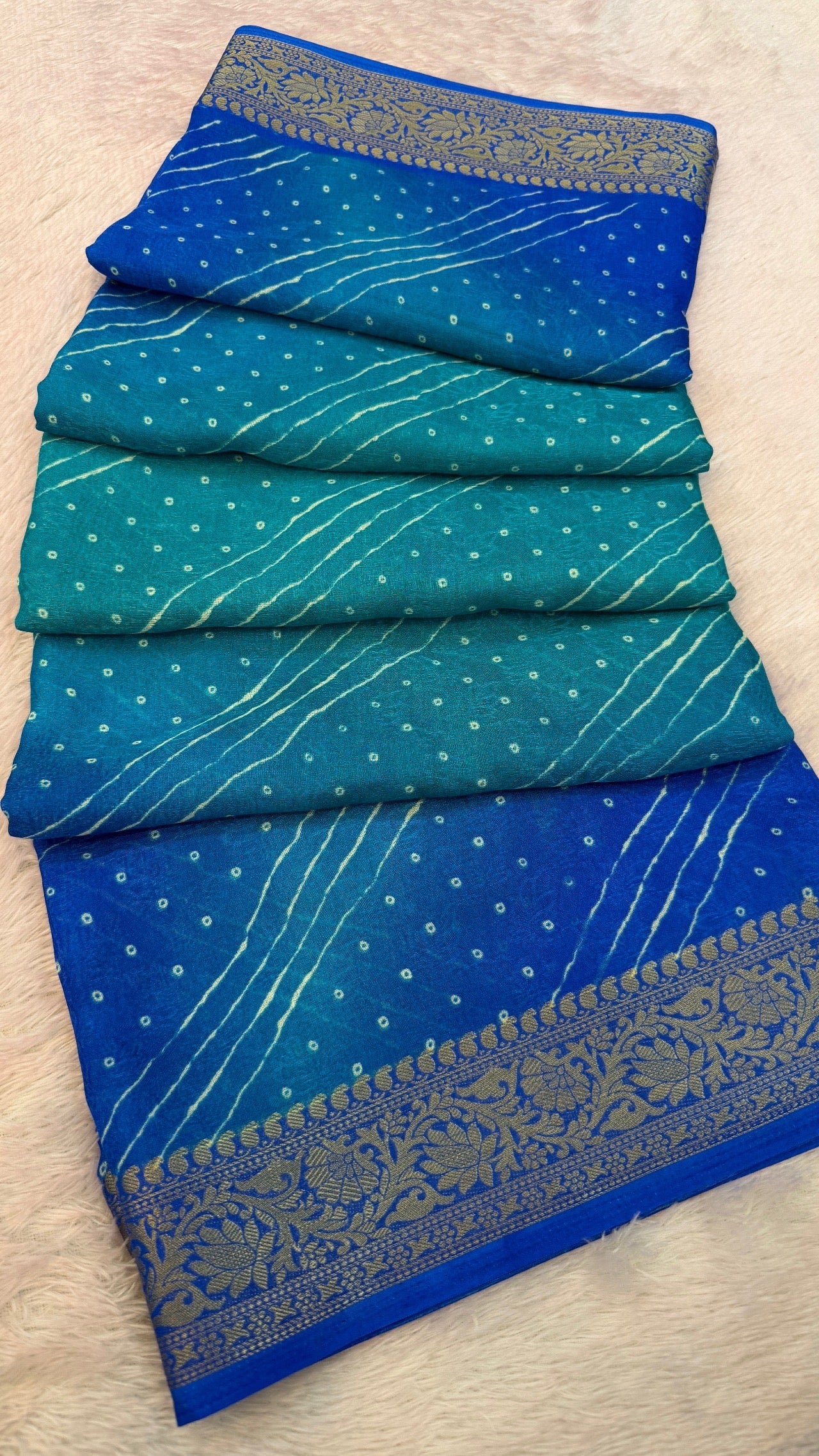 Chiffon Multi Lehariya Saree - Festive Special